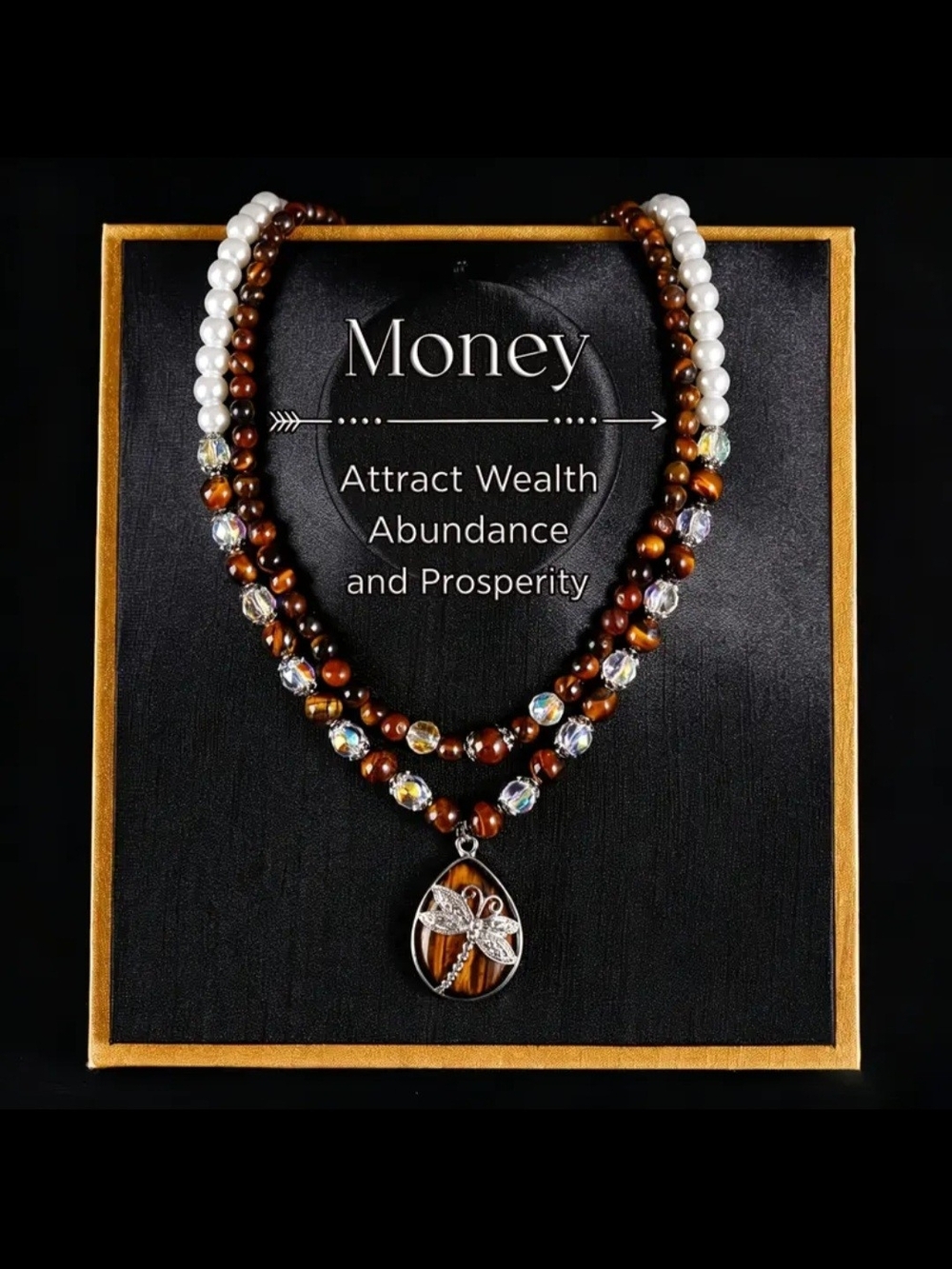 Vintage Double Layer Stackable Necklace with Handmade Pearl and Dragonfly Pendan